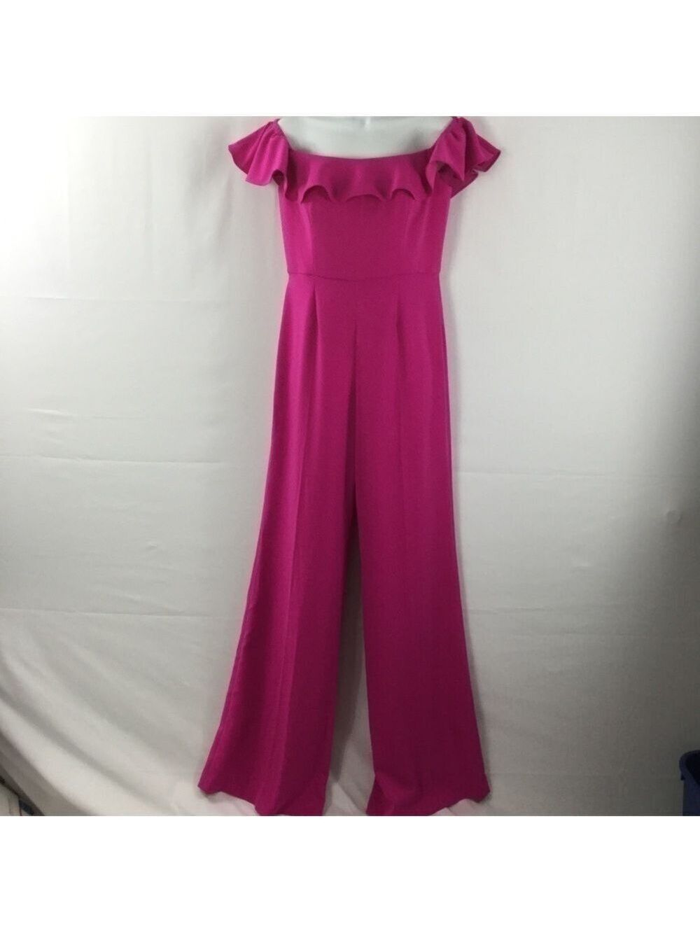 JAYGODFREY Pink Ruffle Off-the-Shoulder Jumpsuit Size 4